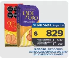 9 De Oro - Bizcochos Agridulces/Grasa/Azucarados