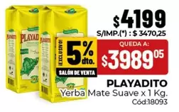 Playadito - Yerba Mate Suave x 1 Kg. Cód:18093