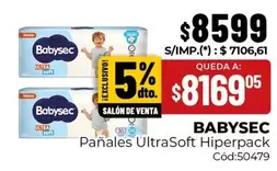 Babysec - Pañales UltraSoft Hiperpack Cód:50479