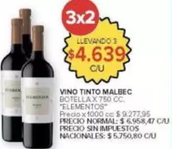 Elementos - VINO TINTO MALBEC