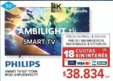 Philips - SMART TV 50" TITAN MOD. 50PUD6100/77
