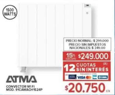Atma - CONVECTOR WIFI MOD. 91CAWach1524P