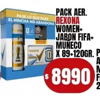 Rexona - PACK AER. WOMEN+ JABON FIFA+ MUNEСO X 89+120GR.