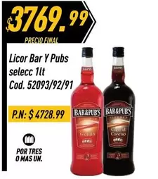 Bar & Pubs - Licor Bar Y Pubs selecc 1lt Cod. 52093/92/91
