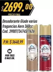 Glade - Desodorante varias fragancias Aero 360cc Cod. 39007/34745/1626