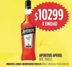 Aperol - APERITIVO APEROL BOT. 750CC.