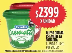Tonadita - Queso Crema Cremette