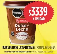 La Serenísima - Dulce de Leche Repostero