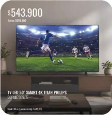 Philips - TV LED 50" SMART 4K TITAN 50PU D7309/77