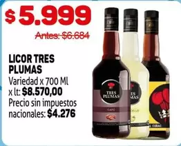 Tres Plumas - LICOR TRES PLUMAS