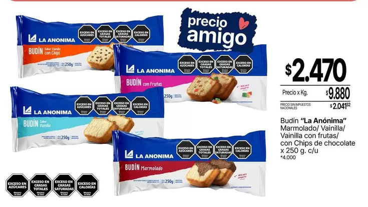 La Anónima - Budín Marmolado/Vainilla con Chips de chocolate