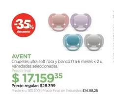 Avent - Chupetes ultra soft rosa y blanco