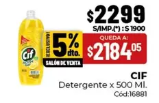 Cif - Detergente x 500 Ml. Cód:16881