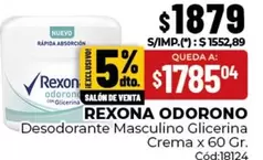 Rexona - Desodorante Masculino Glicerina Crema