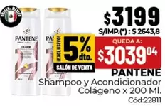 Pantene - Shampoo y Acondicionador Colágeno x 200 Ml. Cód:22811