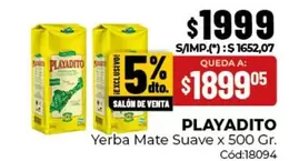 Playadito - Yerba Mate Suave x 500 Gr. Cód:18094