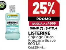 Listerine - Enjuage Bucal Frescura Suave 500 Ml. Cód:25449