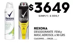 Rexona - DESODORANTE FEM.y MASC.AEROSOL X 90 GRS