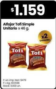 Tofi - Alfajor  Simple Unitario