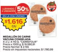 Carrefour - MEDALLÓN DE CARNE VACUNA CONGELADA