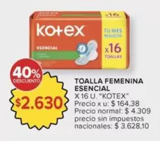Kotex - TOALLA FEMENINA ESENCIAL