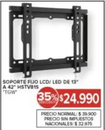 TGW - SOPORTE FIJO LCD/ LED DE 13" A 42" HSTV81S