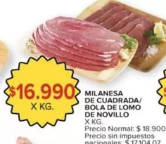 X$ - MILANESA DE CUADRADA/ BOLA DE LOMO DE NOVILLO