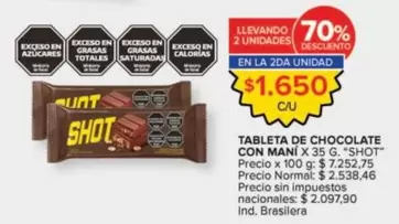 Shot - TABLETA DE CHOCOLATE CON MANÍ