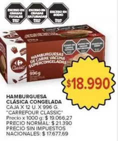 Carrefour - Hamburguesa Clásica Congelada