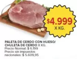 X$ - PALETA DE CERDO CON HUESO/ CHULETA DE CERDO