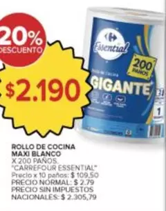 Gigante - ROLLO DE COCINA MAXI BLANCO X 200 PANOS