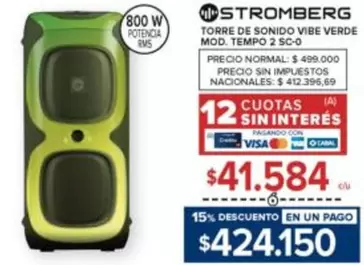 Stromberg - TORRE DE SONIDO VIBE VERDE MOD. TEMPO 2 SC-0