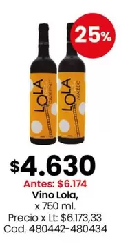 Lola - Vino , x 750 ml. Cod. 480442-480434