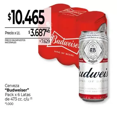 Budweiser - Cerveza Pack x 6 Latas