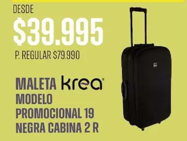 krea - MALETA MODELO PROMOCIONAL 19 NEGRA CABINA 2 R