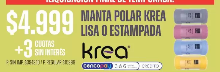 krea - MANTA POLAR LISA O ESTAMPADA