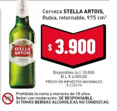 Stella Artois - Cerveza Rubia, retornable