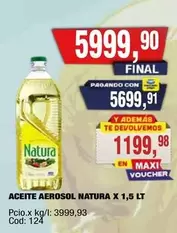 Natura - ACEITE AEROSOL NATURA X 1,5 LT