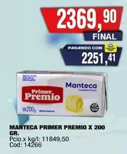 Primer Premio - MANTECA