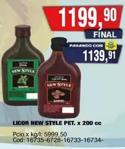 New Style - LICOR NEW STYLE PET. x 200 cc