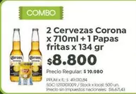 Corona - Cervezas x 710ml + Papas fritas x 134 gr