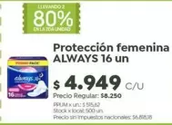 Always - Protección femenina 16 un