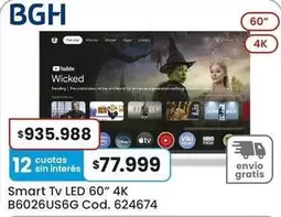 BGH - Smart Tv LED 60" 4K B6026US6G Cod. 624674