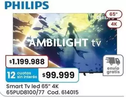 Philips - Smart Tv led 65" 4K 65PU D8100/77