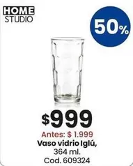 Vaso vidrio Iglú, 364 ml. Cod. 609324