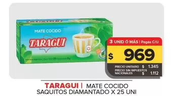 Taraguí - Mate Cocido Saquitos Diamantado