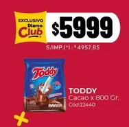 Toddy - Cacao x 800 Gr. Cód:22440