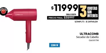 Ultracomb - Secador de Cabello C
uevo 81794