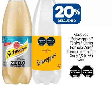 Schweppes - Gaseosa Tónica/ Citrus Pomelo Zero