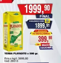 Playadito - YERBA PLAYADITO x 500 gr. Cod: 26513